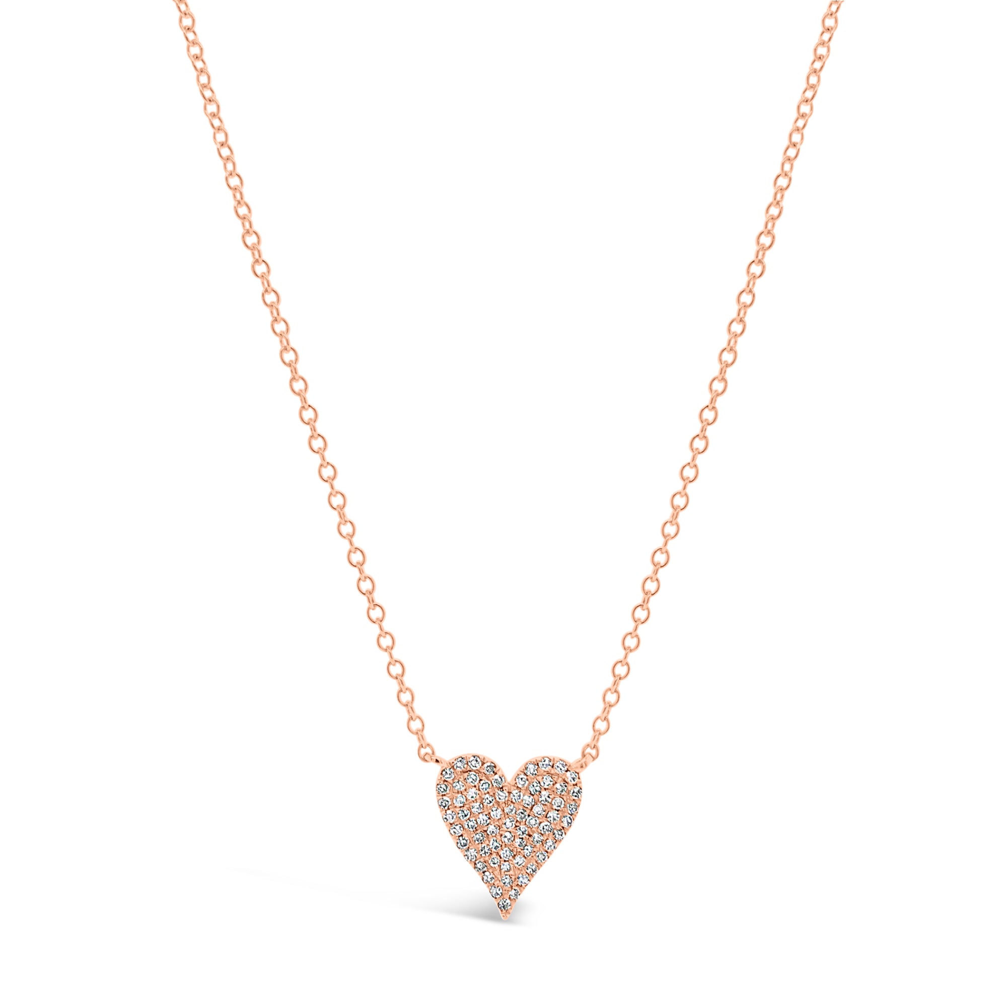 Diamond Heart Pendant Necklace  - 14K gold weighing 1.80 grams.  - 69 round diamonds totaling 0.16 carats.