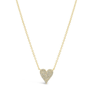 Diamond Heart Pendant Necklace  - 14K gold weighing 1.80 grams.  - 69 round diamonds totaling 0.16 carats.