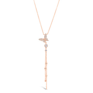 Diamond Butterfly With Bezel-Set Diamonds Lariat Necklace