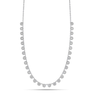 Diamond Halo Necklace -14K white gold weighing 6.89 grams -319 round diamonds totaling 1.93 carats