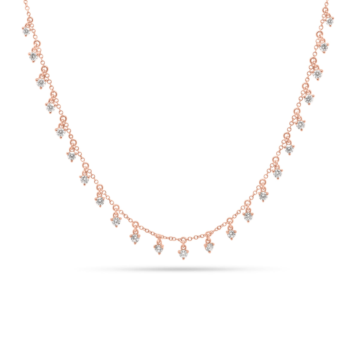 Diamond Drip Necklace  - 14K gold weighing 3.27 grams  - 23 round diamonds totaling 1.04 carats