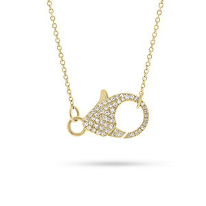 Diamond Lobster Claw Pendant  - 14K gold weighing 3.69 grams  - 57 round diamonds totaling 0.20 carats