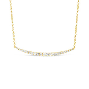Diamond Graduated Bar Necklace  -14K gold weighing 3.21 grams  -25 round diamonds totaling 0.50 carats