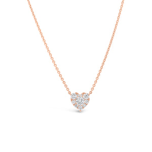 Diamond Cluster Heart Pendant Necklace  -14K gold weighing 2.77 grams  -10 round diamonds totaling 0.60 carats