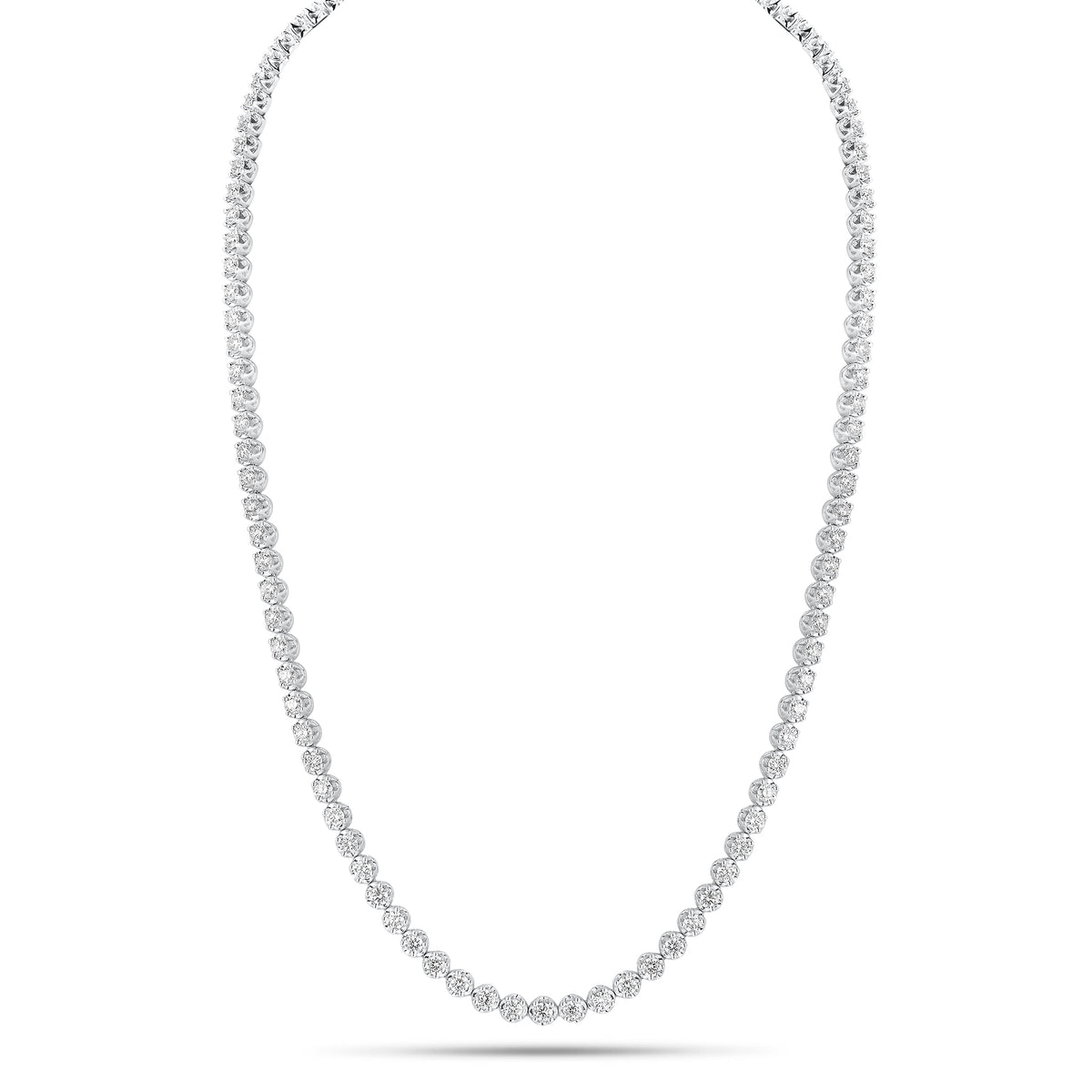 5.35 ct Diamond Tennis Necklace - 18K gold weighing 21.58 grams   - 107 round diamonds weighing carats 5.35