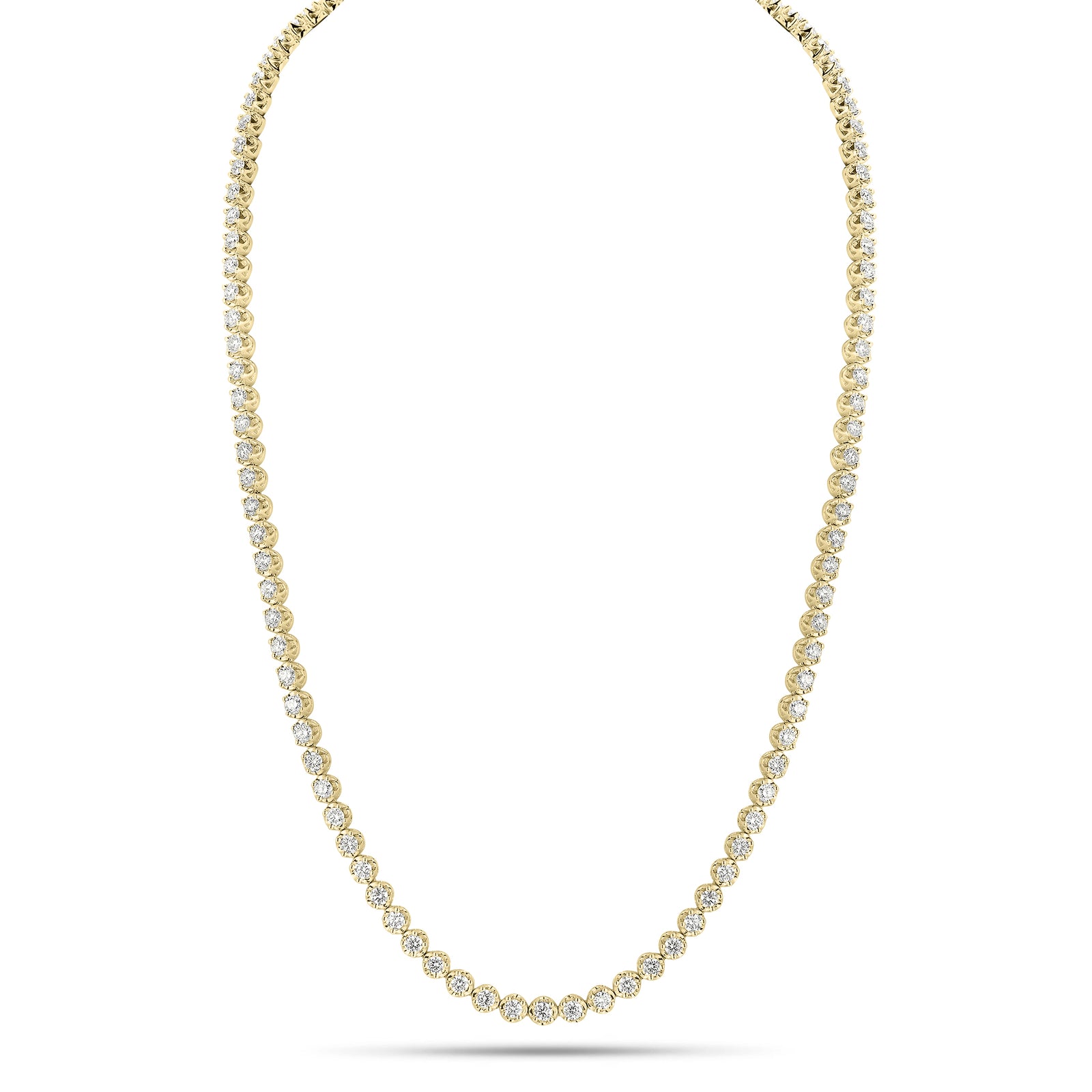 5.35 ct Diamond Tennis Necklace - 18K gold weighing 21.58 grams   - 107 round diamonds weighing carats 5.35