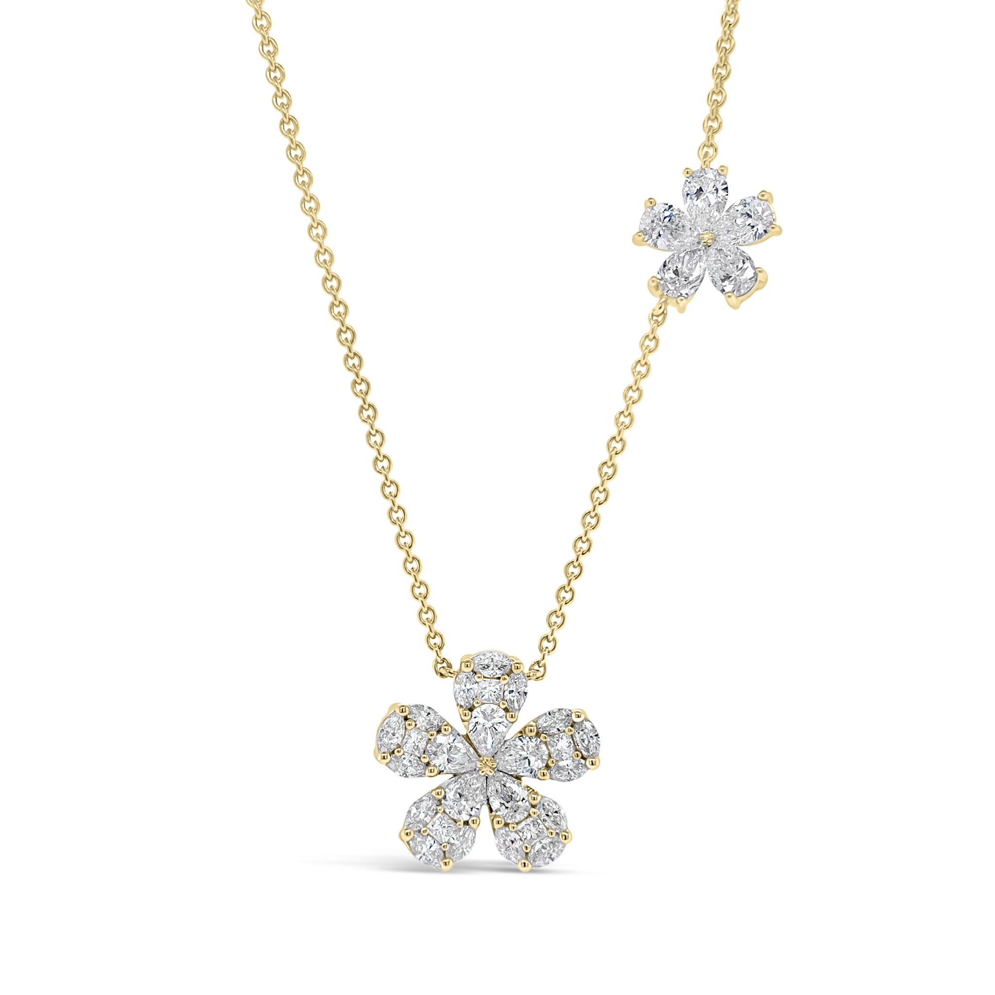 Mixed Cut Diamond Flower Necklace - Nuha Jewelers
