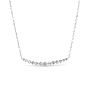 Bezel-Set Diamond Arch Pendant -18K white gold weighing 3.95 grams -13 round diamonds totaling 0.37 carats