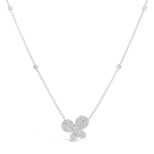Diamond Butterfly Pendant Necklace with Diamond Bezels-18K gold weighing 4.43 grams  -56 round diamonds totaling 0.57 carats