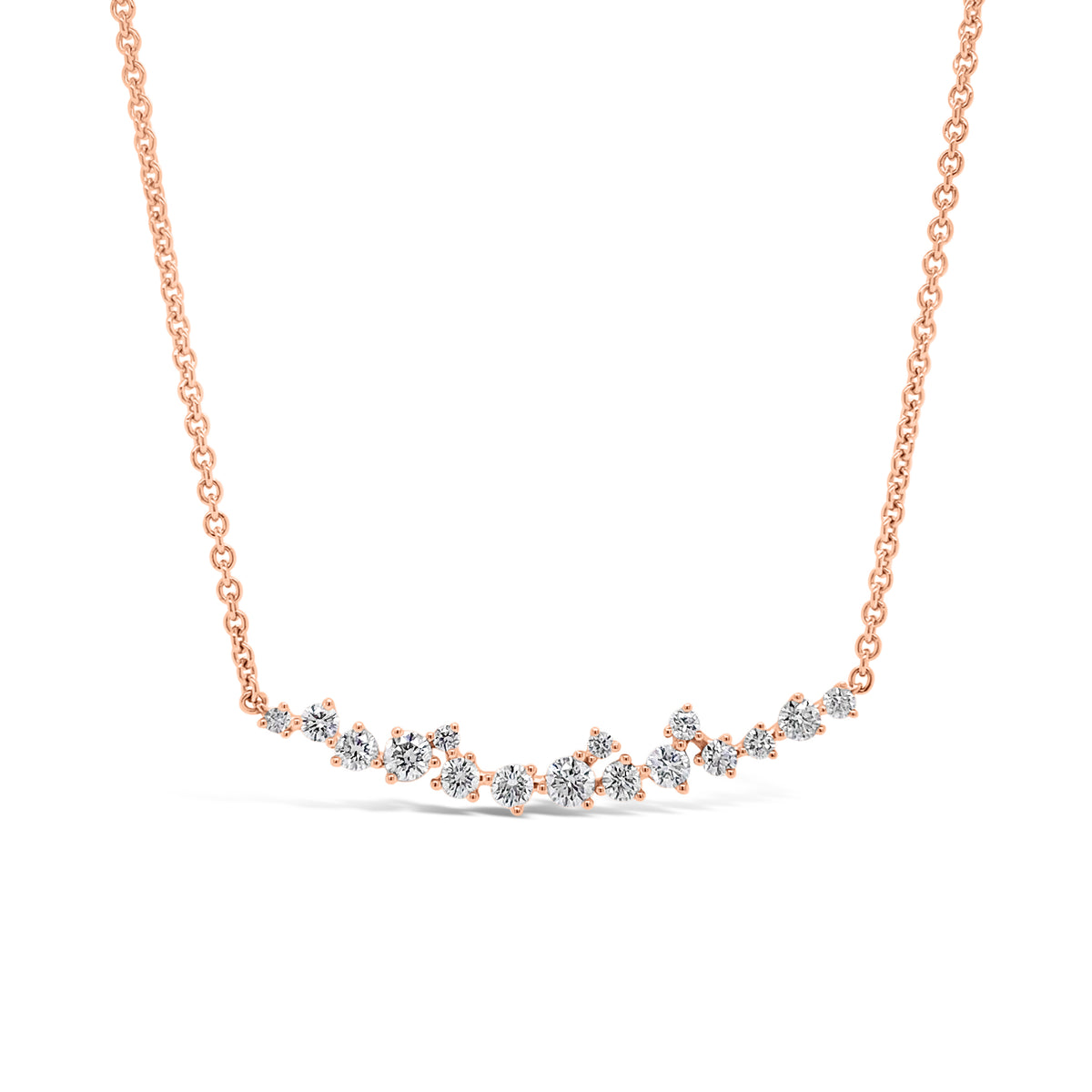 Diamond Confetti Bar Pendant - 14K rose gold weighing 3.34 grams - 16 round diamonds totaling 0.45 carats