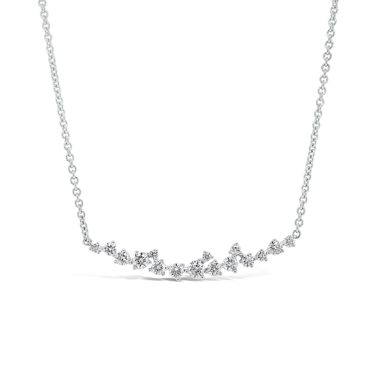 Diamond Confetti Bar Pendant - 14K white gold weighing 3.34 grams - 16 round diamonds totaling 0.45 carats
