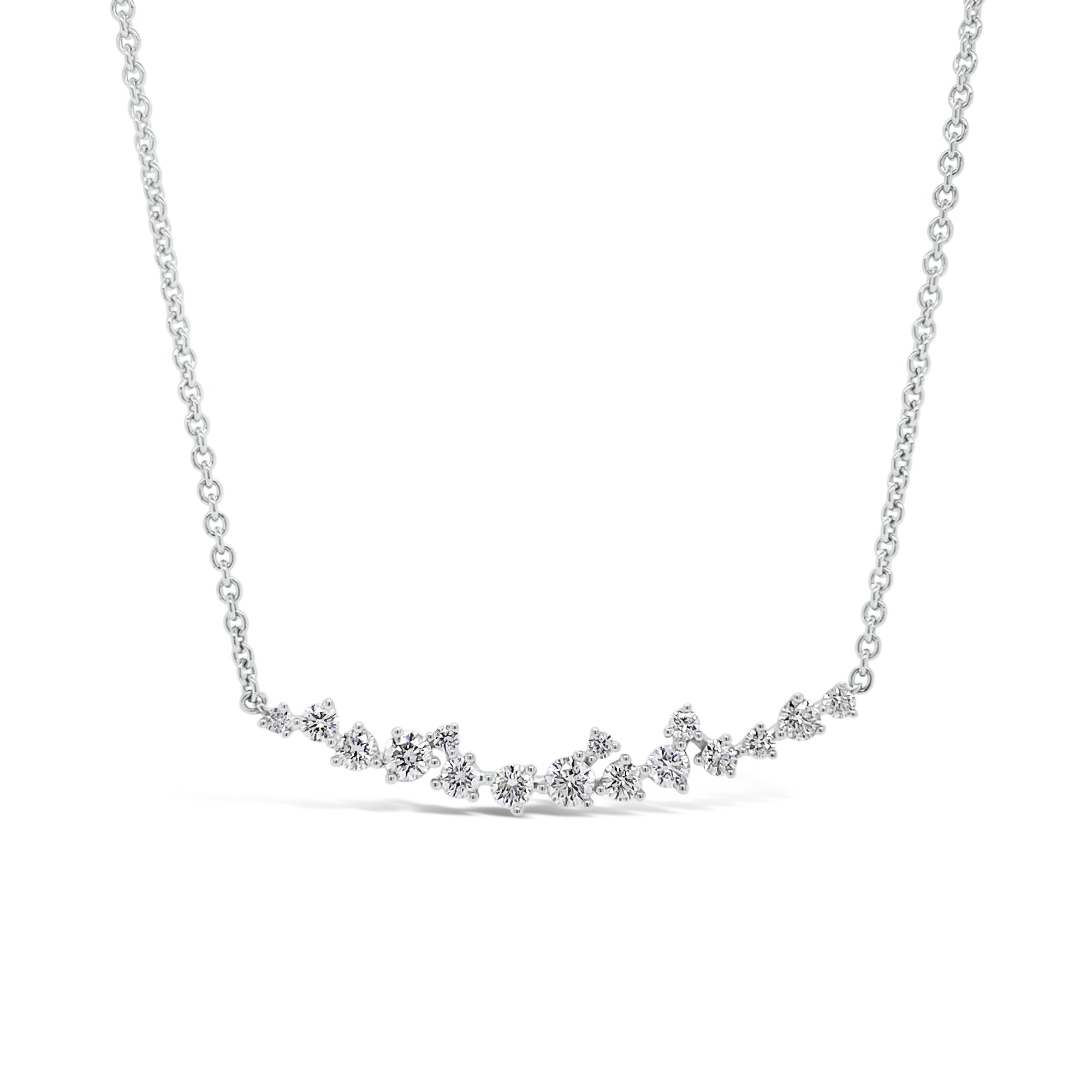 Diamond Confetti Bar Pendant - 14K white gold weighing 3.34 grams - 16 round diamonds totaling 0.45 carats
