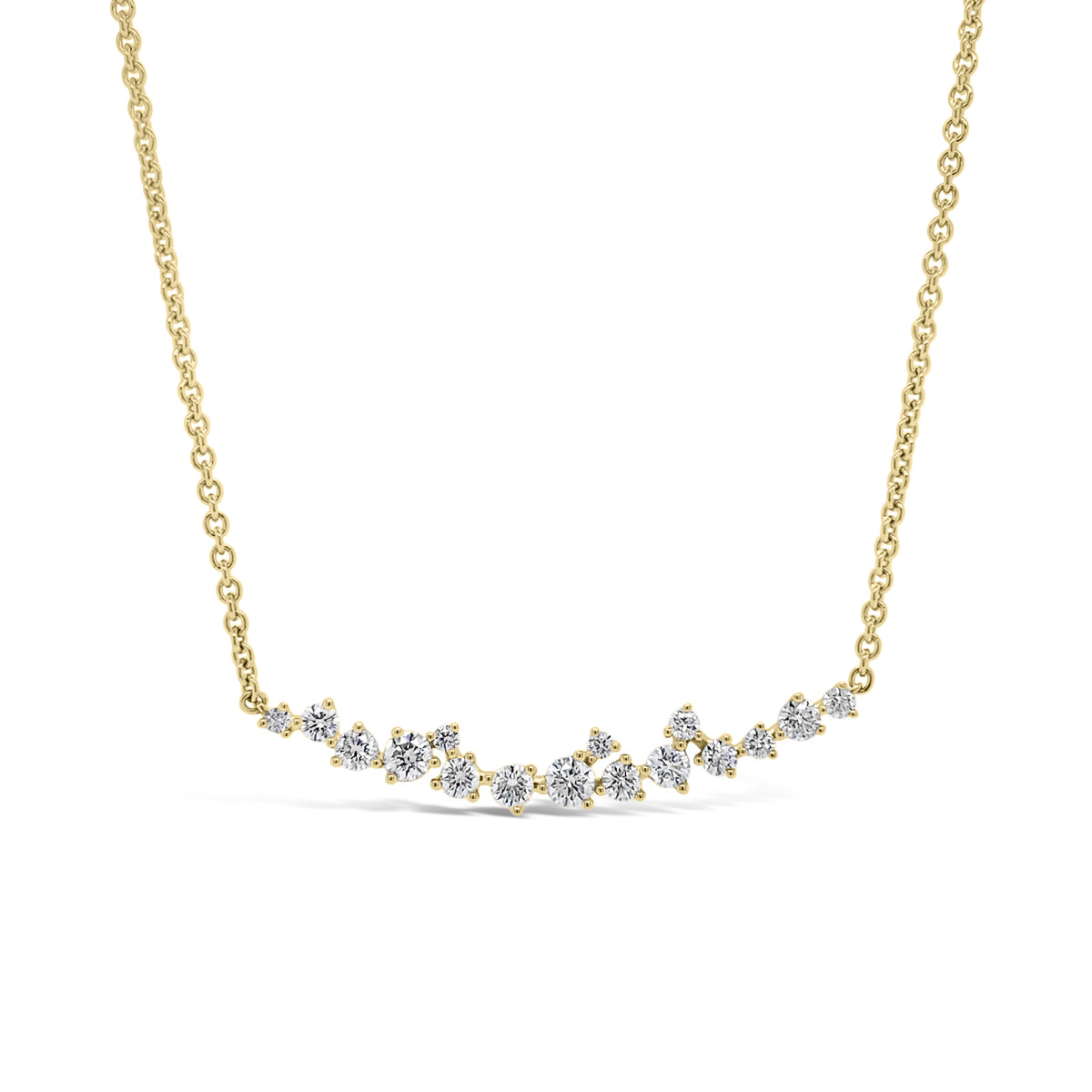 Diamond Confetti Bar Pendant - 14K yellow gold weighing 3.34 grams - 16 round diamonds totaling 0.45 carats