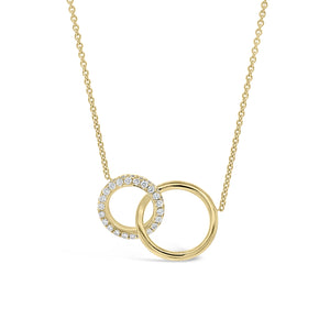 Diamond Interlocking Links Necklace  -18K gold weighing 5.46 grams   -44 round diamonds totaling 0.59 carats