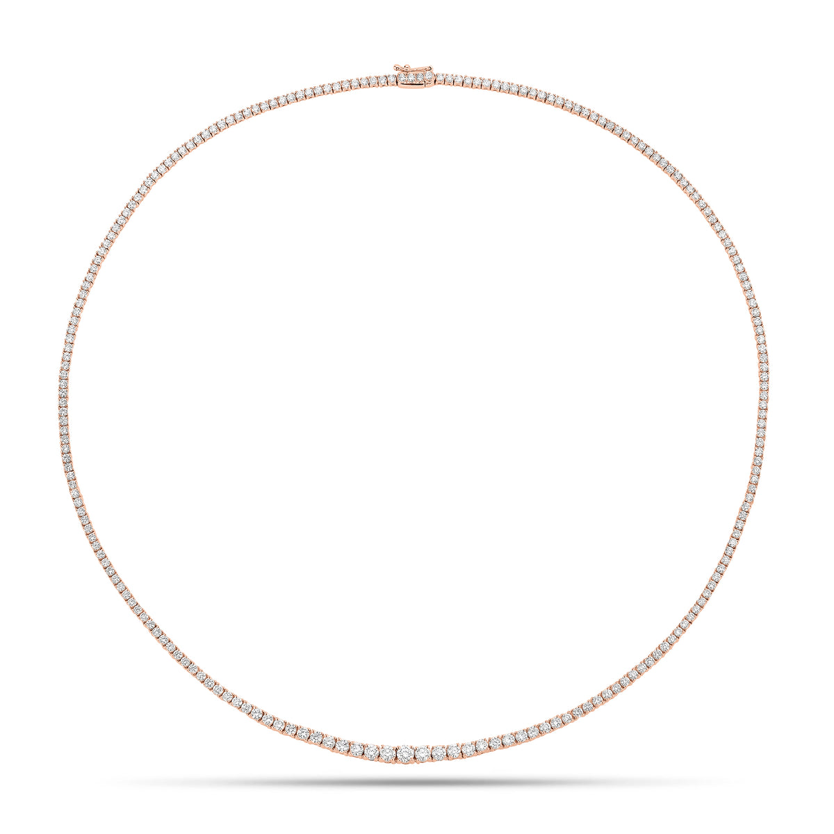 4.94 ct Diamond Graduated Tennis Necklace - 18K gold weighing 15.03 grams  - 216 round diamonds weighing 4.94 carats