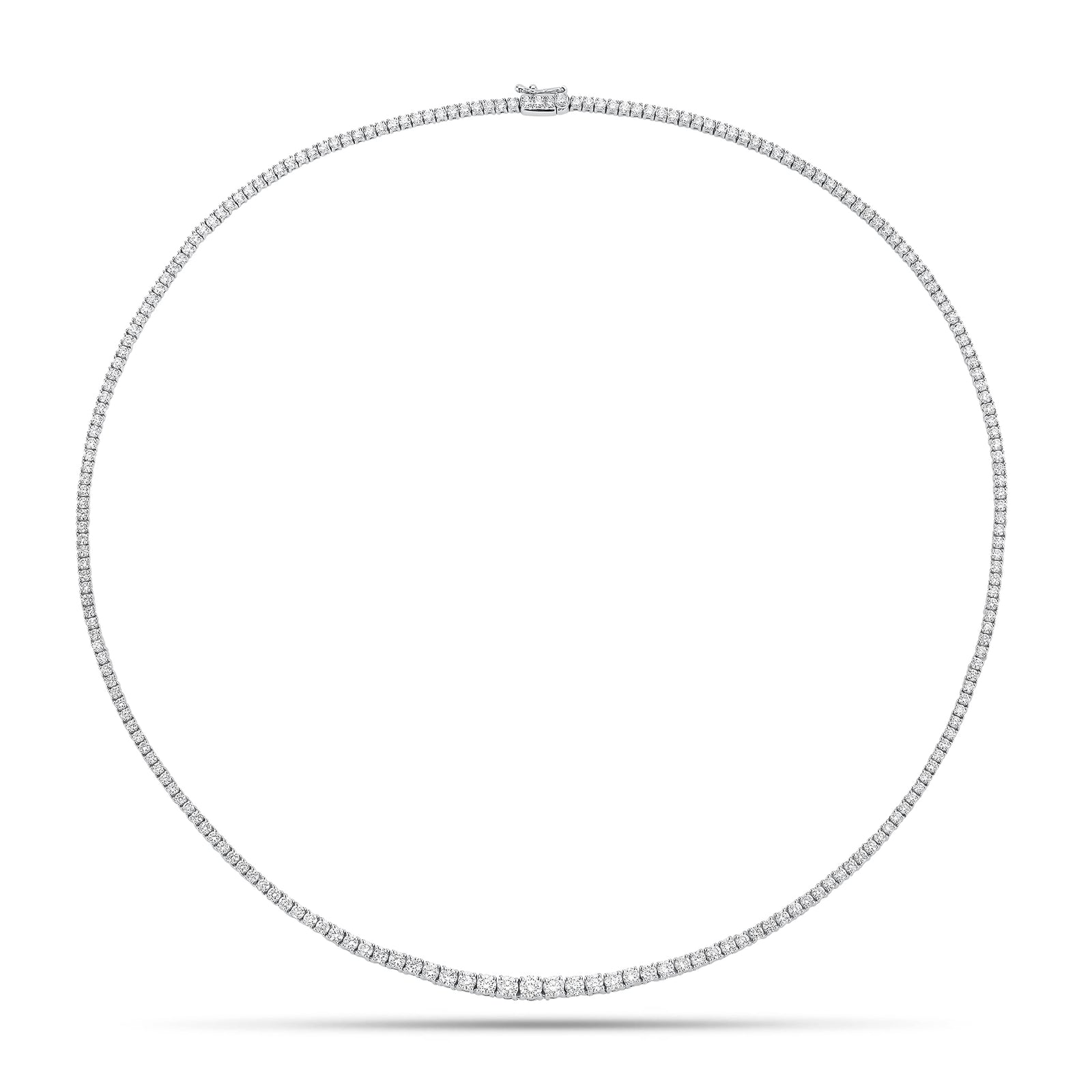 4.94 ct Diamond Graduated Tennis Necklace - 18K gold weighing 15.03 grams  - 216 round diamonds weighing 4.94 carats