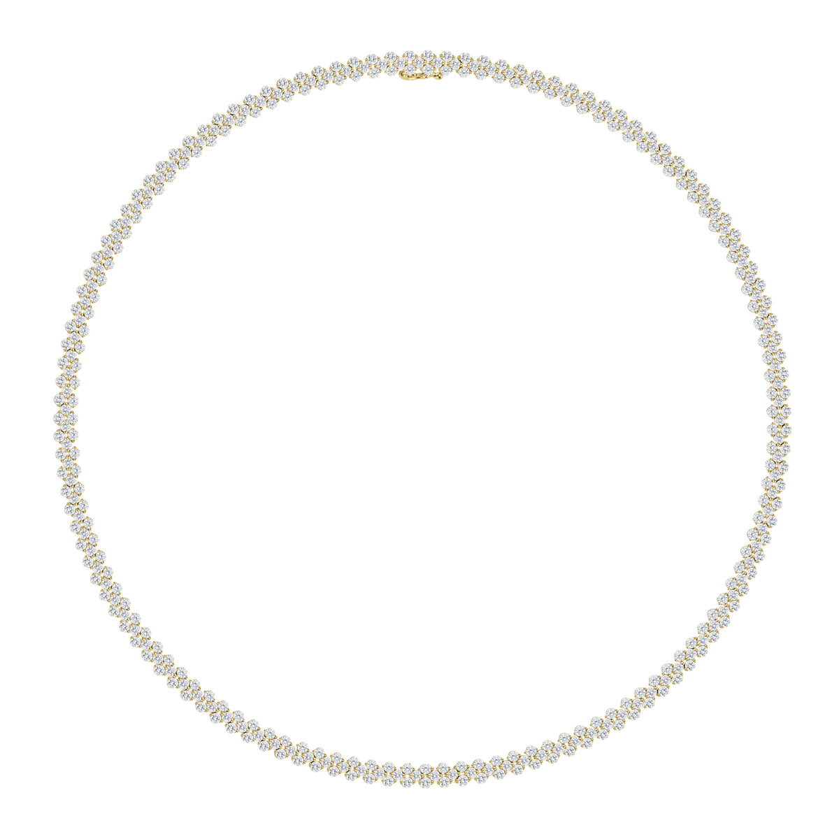 12.84 ct Diamond Tennis Necklace  - 14K gold weighing 28.52 grams  - 324 round diamonds totaling 12.84 carats