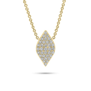 Solid 18k yellow gold weighing 3.99 grams with 35 round diamonds weighing 0.38 carats Pave Diamond Marquise Pendant Necklace | Nuha Jewelers