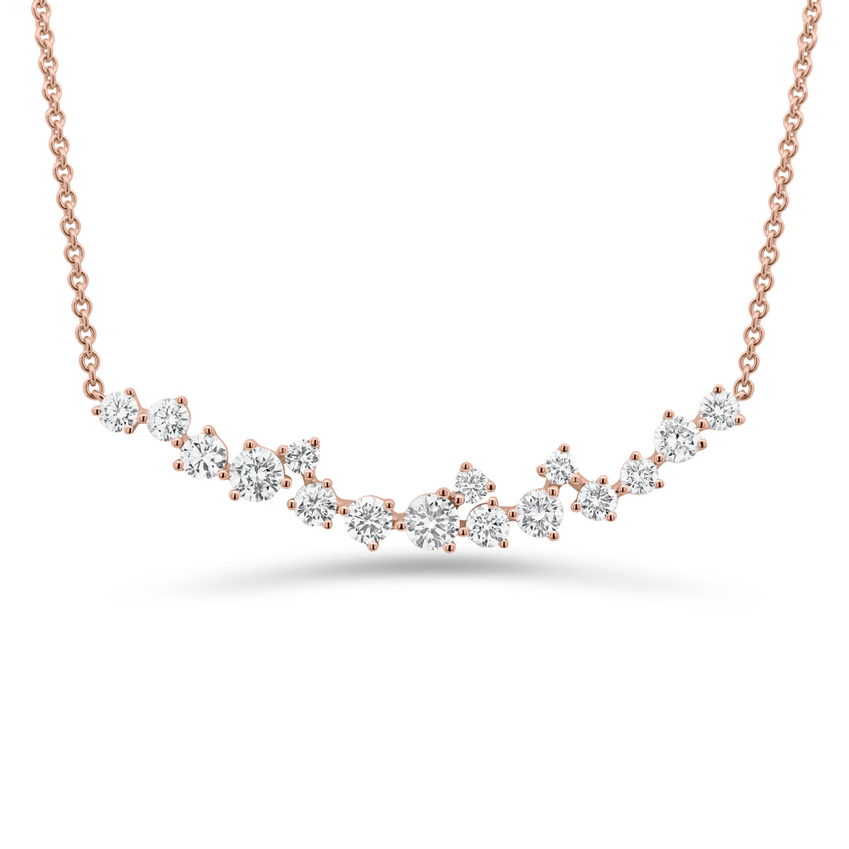 Diamond Large Confetti Bar Pendant  - 18K gold weighing 4.45 grams  - 4 round diamonds totaling 0.38 carats  - 10 round diamonds totaling 0.57 carats  - 2 round diamonds totaling 0.29 carats