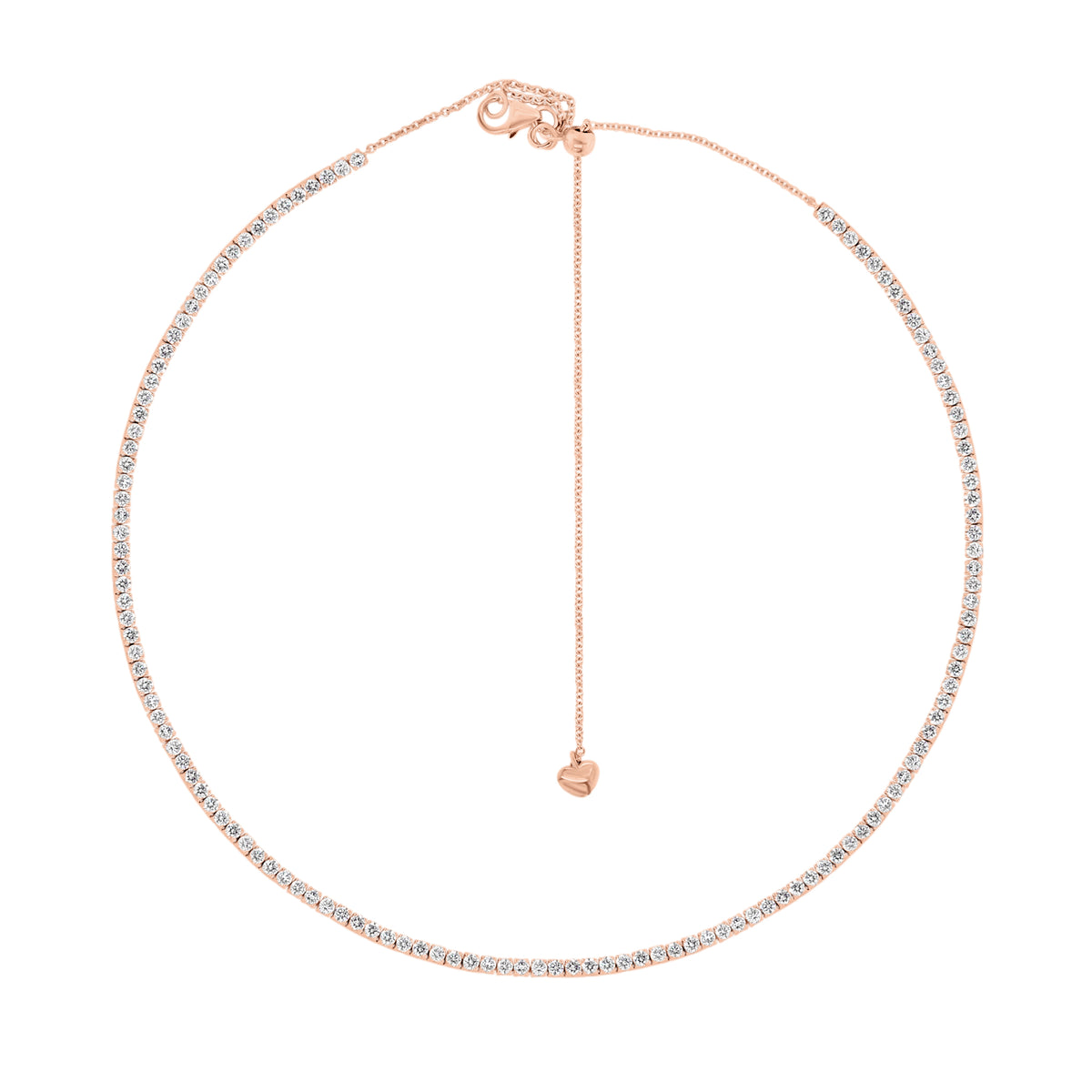 3.41 ct Diamond Tennis Necklace  - 14K gold weighing 9.20 grams  - 121 round diamonds totaling 3.50 carats