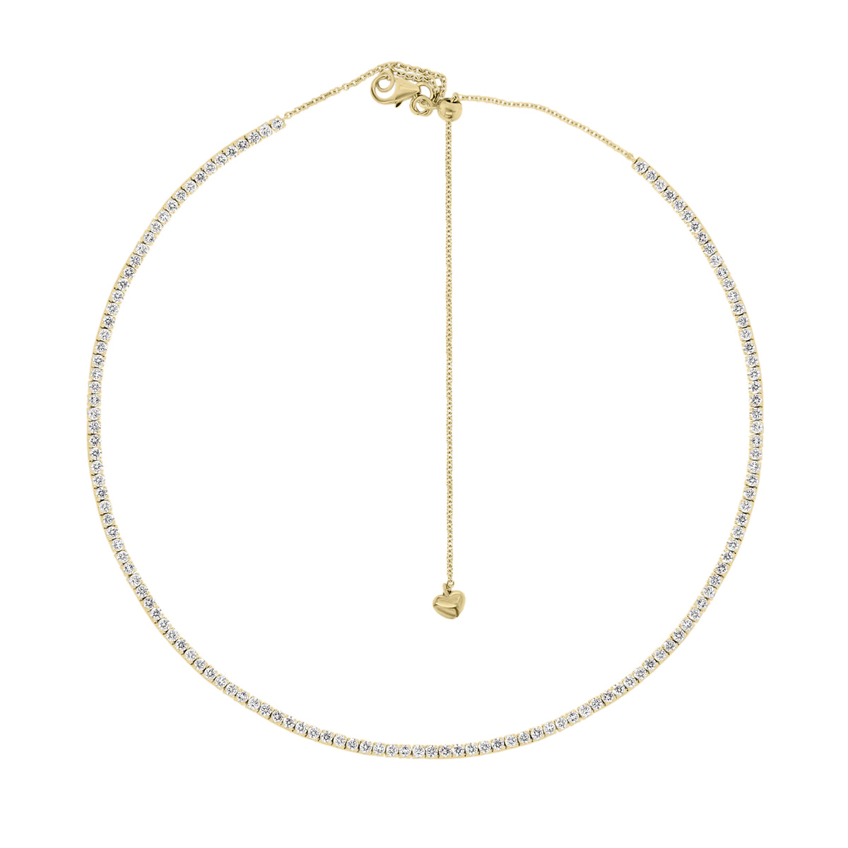 3.41 ct Diamond Tennis Necklace  - 14K gold weighing 9.20 grams  - 121 round diamonds totaling 3.50 carats