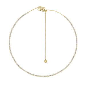 3.41 ct Diamond Tennis Necklace  - 14K gold weighing 9.20 grams  - 121 round diamonds totaling 3.50 carats
