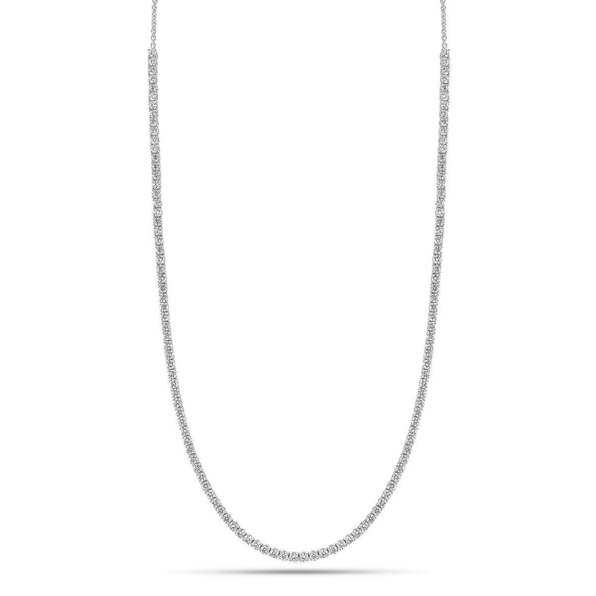 3.50 ct Diamond Tennis Necklace - 14K gold weighing 9.20 grams  - 121 round diamonds totaling 3.50 carats