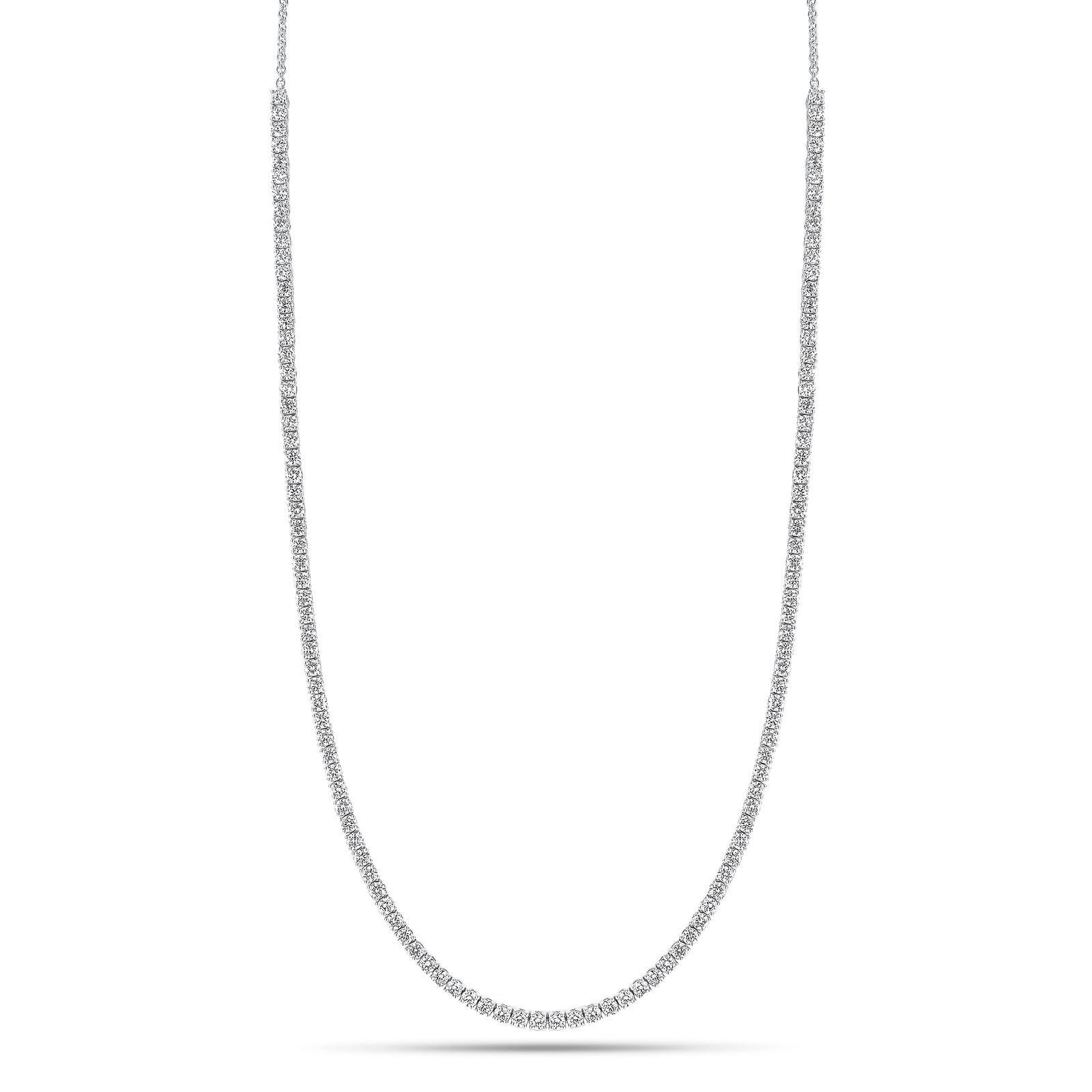 3.50 ct Diamond Tennis Necklace - 14K gold weighing 9.20 grams  - 121 round diamonds totaling 3.50 carats