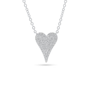 Pave Set Full-cut Diamond Small Heart Pendant Necklace  -14K gold weighing 2.85 grams  -73 full cut round diamonds weighing 0.24 carats