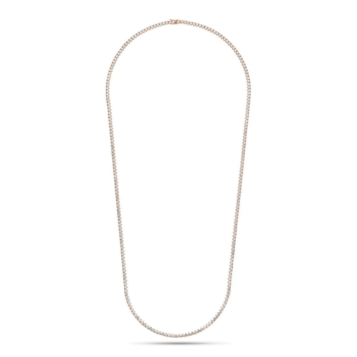 19.94 ct Diamond Long Tennis Necklace - 18K gold weighing 36.64 grams  - 239 round diamonds weighing 19.94 carats  - 28” length