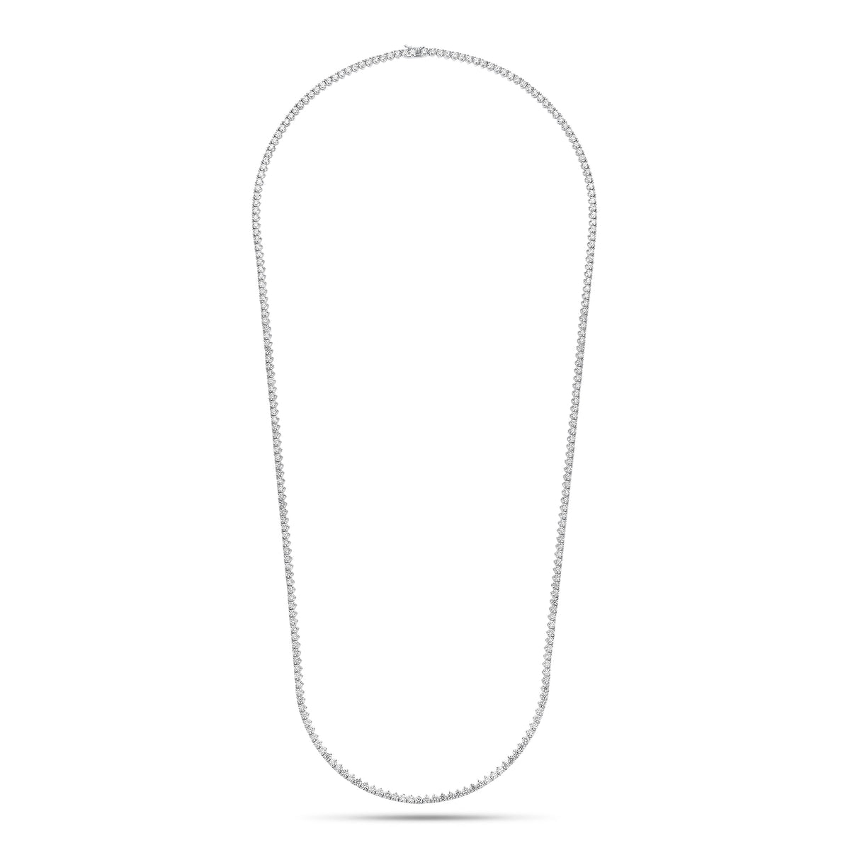 19.94 ct Diamond Long Tennis Necklace - 18K gold weighing 36.64 grams  - 239 round diamonds weighing 19.94 carats  - 28” length