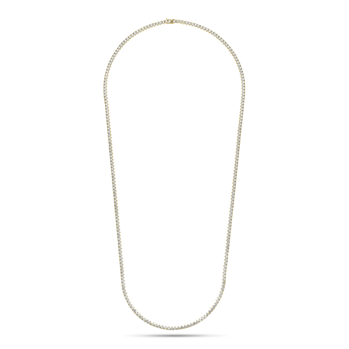 19.94 ct Diamond Long Tennis Necklace - 18K gold weighing 36.64 grams  - 239 round diamonds weighing 19.94 carats  - 28” length