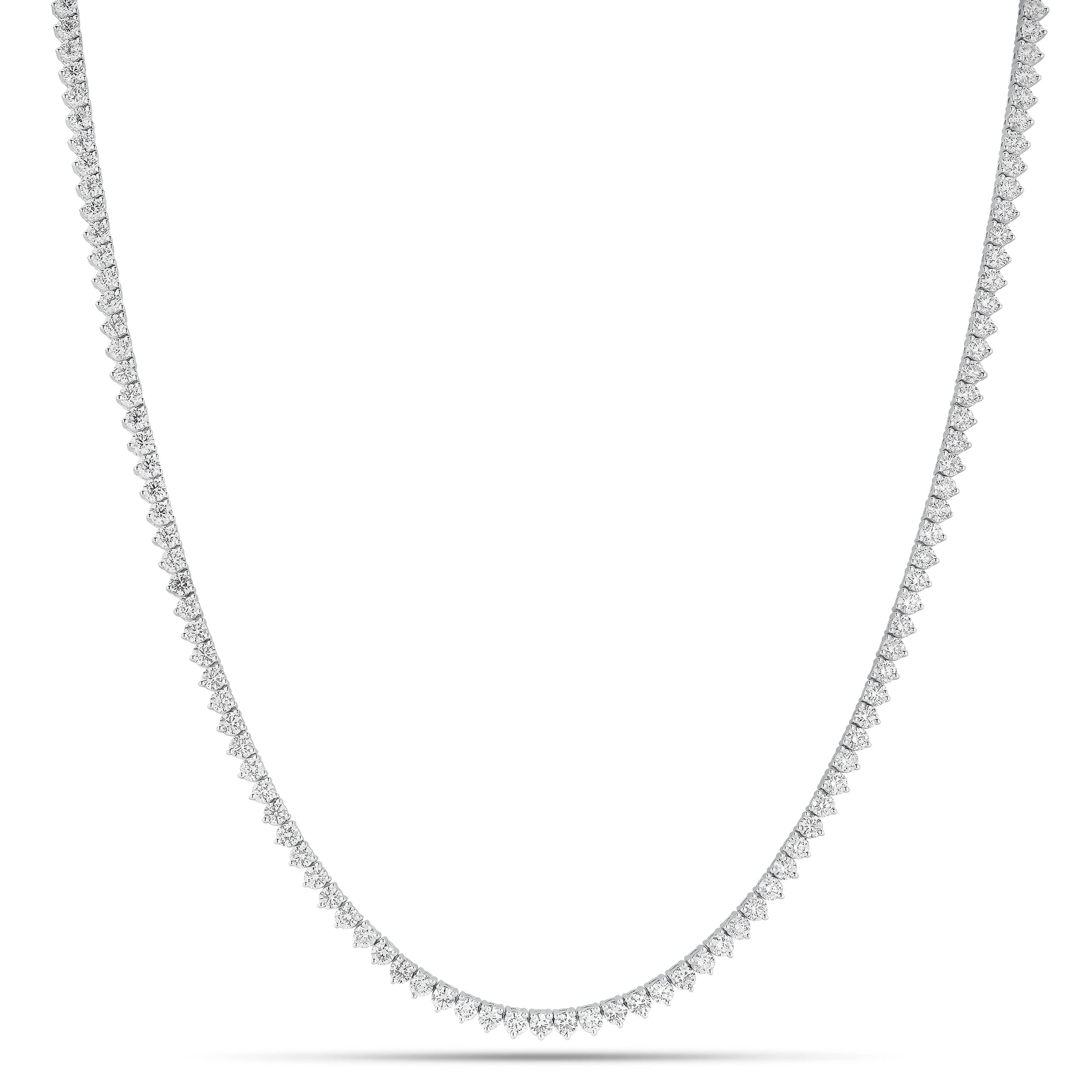 19.94 ct Diamond Long Tennis Necklace - 18K gold weighing 36.64 grams  - 239 round diamonds weighing 19.94 carats  - 28” length