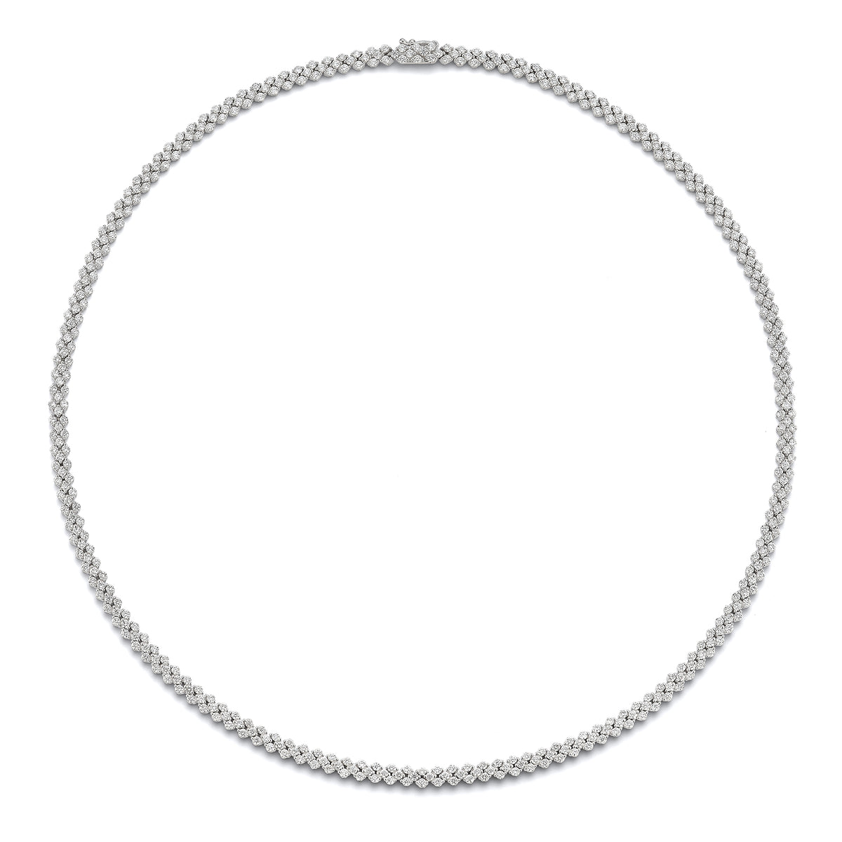 small diamond multi-row tennis necklace - 14K gold weighing 20.52 grams  - 453 round diamonds weighing 5.92 carats