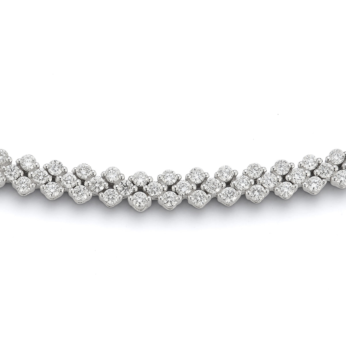 small diamond multi-row tennis necklace - 14K gold weighing 20.52 grams  - 453 round diamonds weighing 5.92 carats