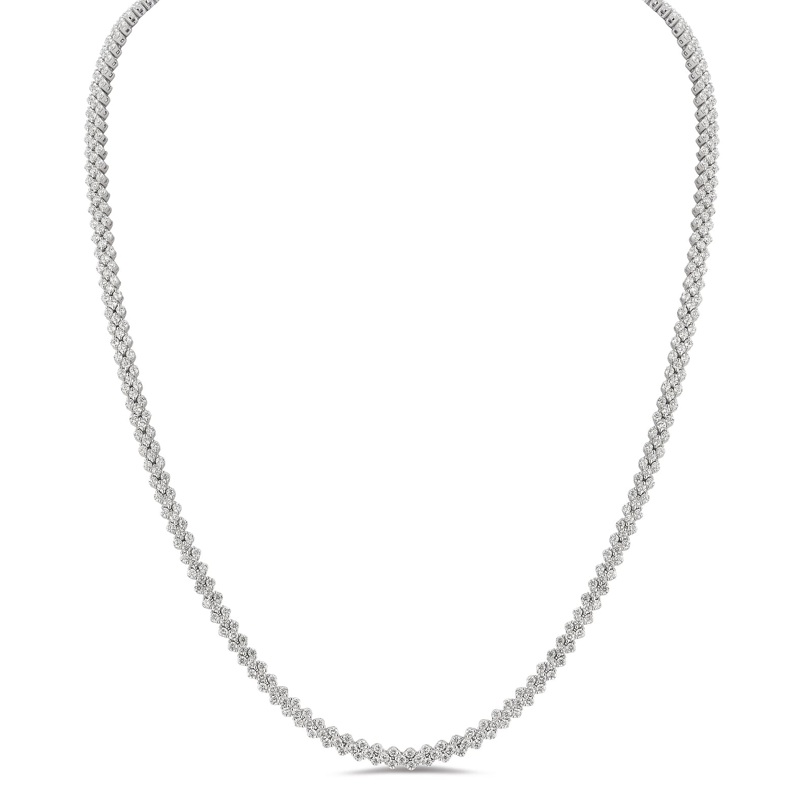 small diamond multi-row tennis necklace - 14K gold weighing 20.52 grams  - 453 round diamonds weighing 5.92 carats