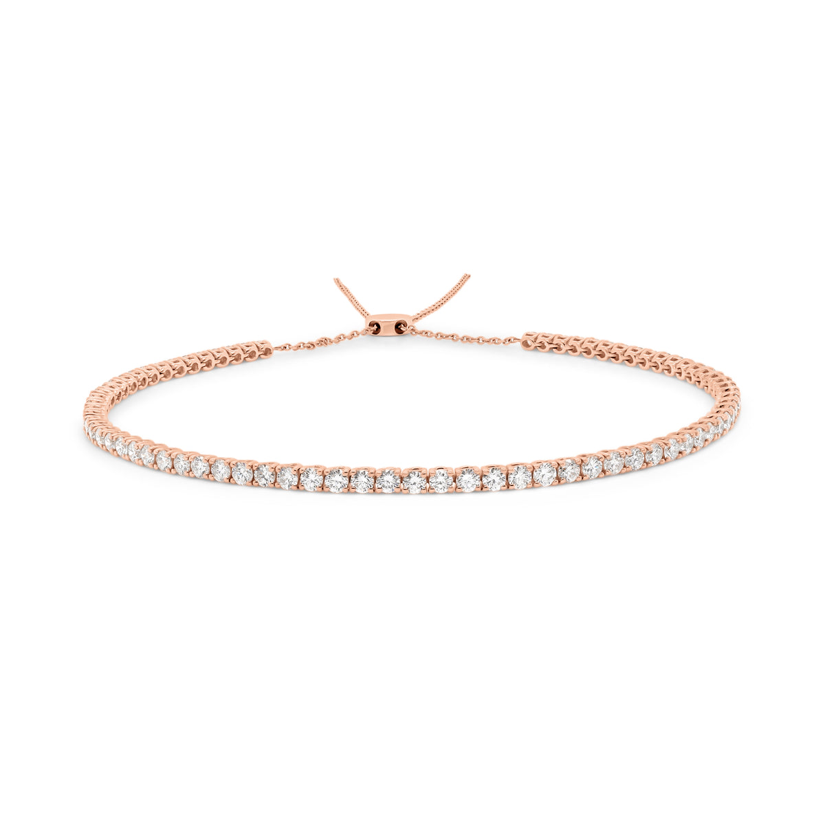 3.41 CT Diamond Adjustable Tennis Choker  - 14K gold weighing 8.54 grams  - 78 round diamonds totaling 3.41 carats