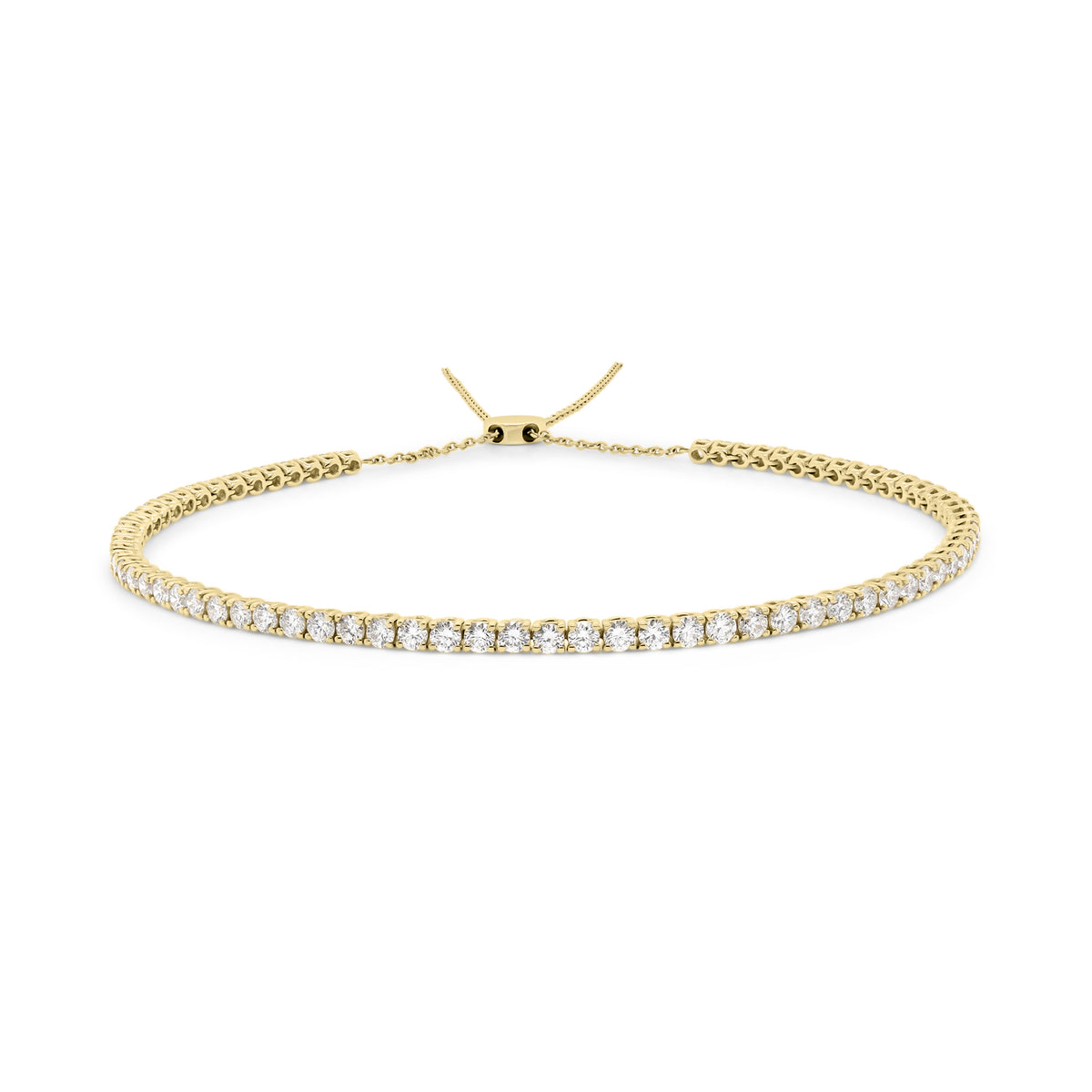 3.41 CT Diamond Adjustable Tennis Choker  - 14K gold weighing 8.54 grams  - 78 round diamonds totaling 3.41 carats