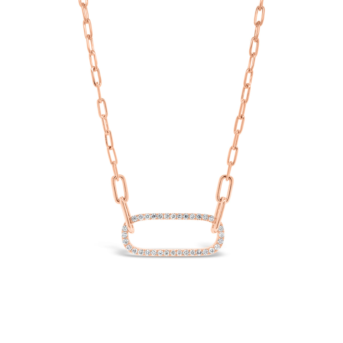 Diamond Open Link Pendant  -14K gold weighing 7.28 grams  -34 round diamonds totaling 0.44 carats