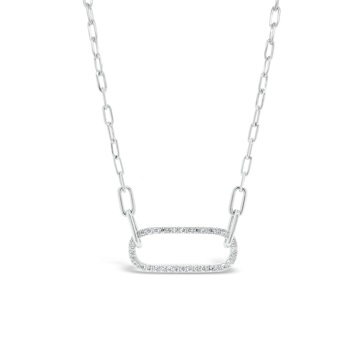 Diamond Open Link Pendant  -14K gold weighing 7.28 grams  -34 round diamonds totaling 0.44 carats