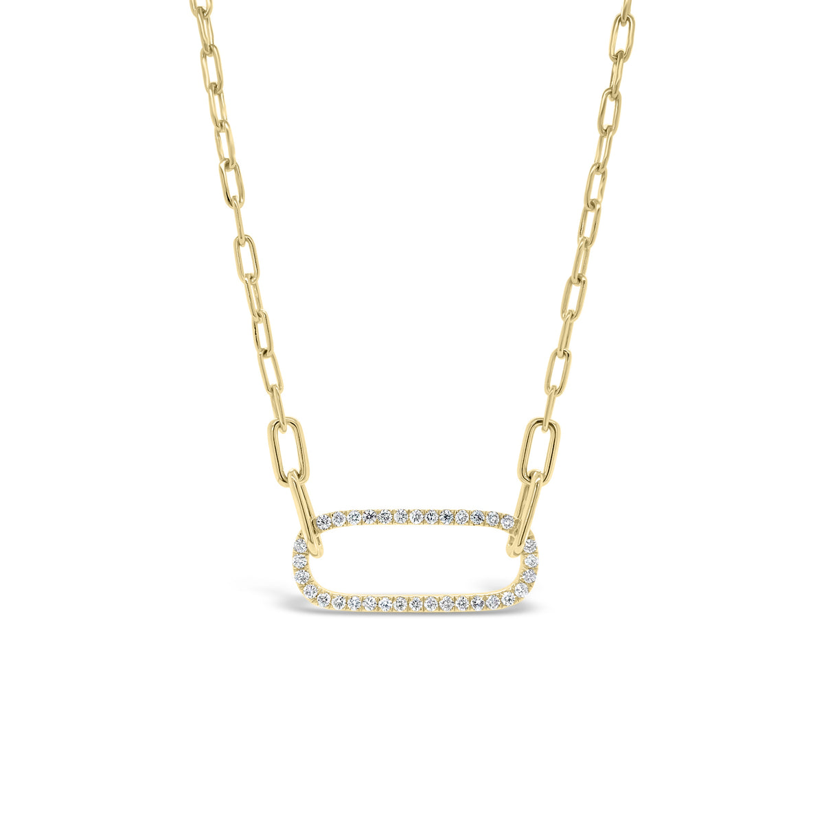 Diamond Open Link Pendant  -14K gold weighing 7.28 grams  -34 round diamonds totaling 0.44 carats