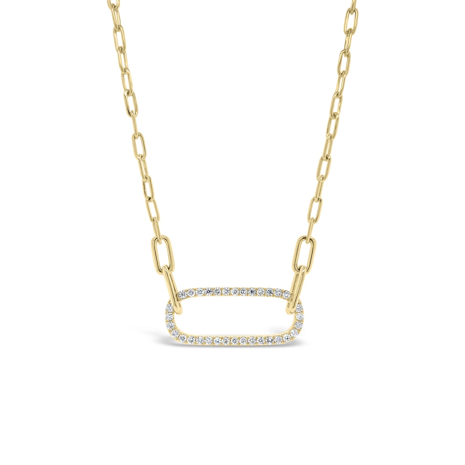 Diamond Open Link Pendant  -14K gold weighing 7.28 grams  -34 round diamonds totaling 0.44 carats