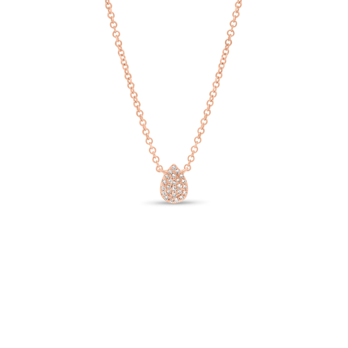 Pave Diamond Teardrop Pendant  - 14K gold weighing 1.61 grams  - 25 round diamonds totaling 0.06 carats