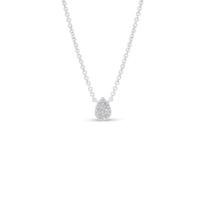 Pave Diamond Teardrop Pendant  - 14K gold weighing 1.61 grams  - 25 round diamonds totaling 0.06 carats