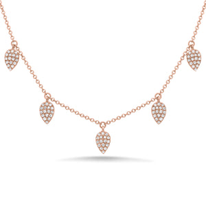 Diamond Petals Dangle Necklace  - 14K gold weighing 2.04 grams  - 85 round diamonds totaling 0.20 carats