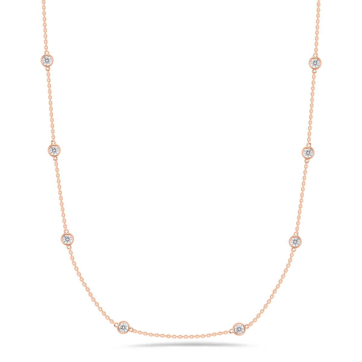 Diamonds by the Yard Necklace  - 14K gold weighing 8.30 grams  - 12 round diamonds totaling 2.95 carats