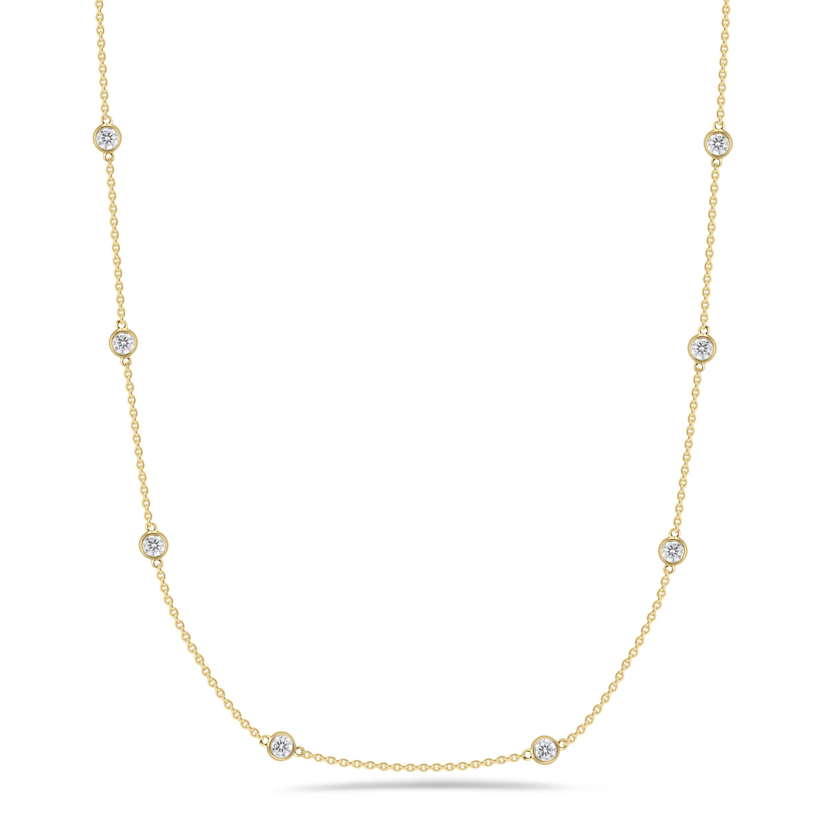 Diamonds by the Yard Necklace  - 14K gold weighing 8.30 grams  - 12 round diamonds totaling 2.95 carats