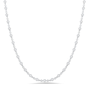 Diamond Chain with Antique Milgrain - 18k white gold, 7.22 grams, 48 round bezel-set diamonds 2.03 carats