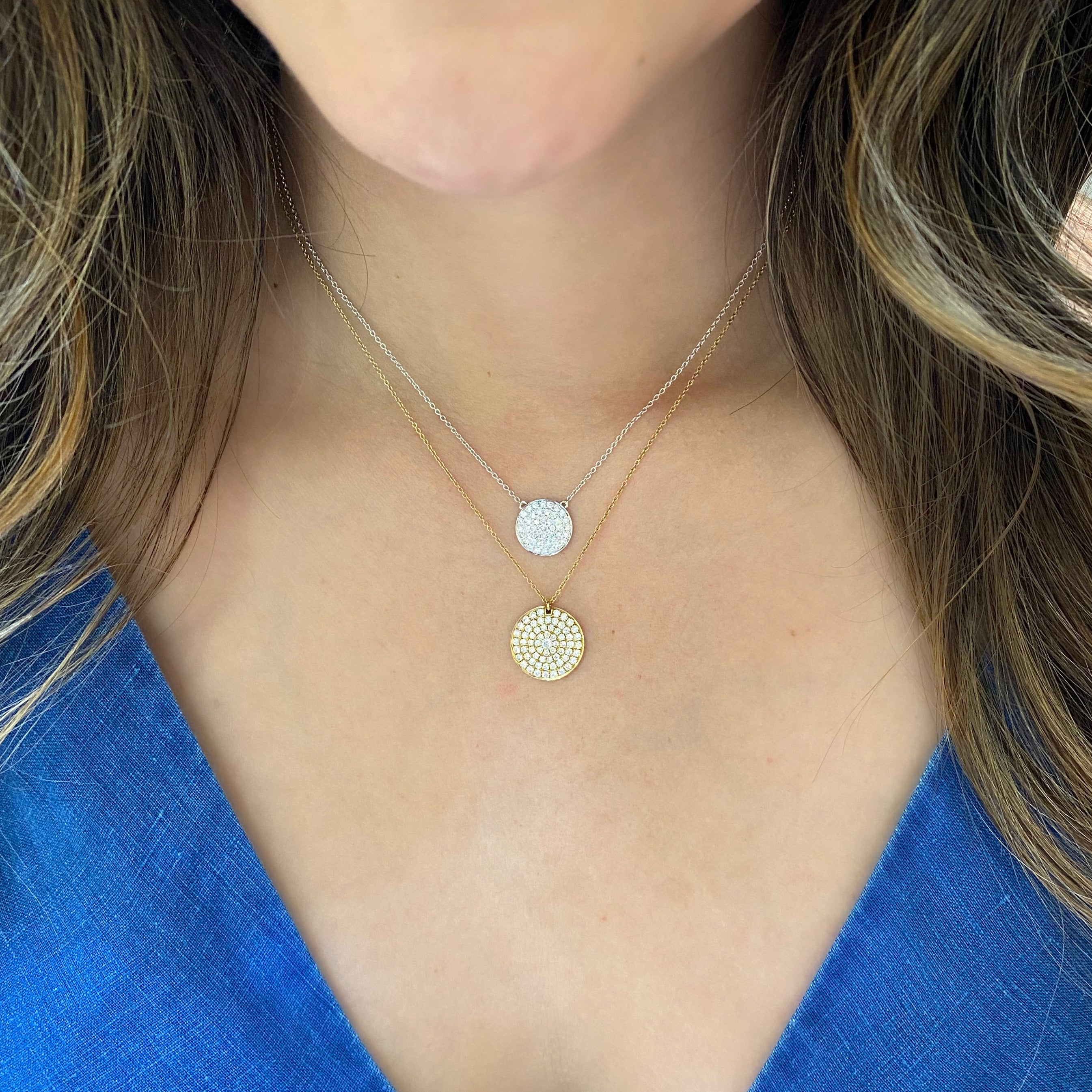 Pave diamond disc pendant Clearance