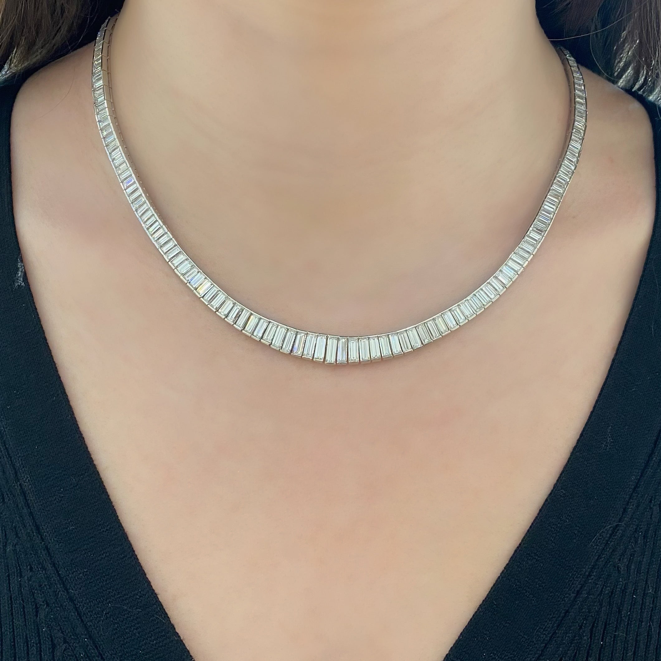 Diamond Baguette Tennis Necklace Nuha Jewelers
